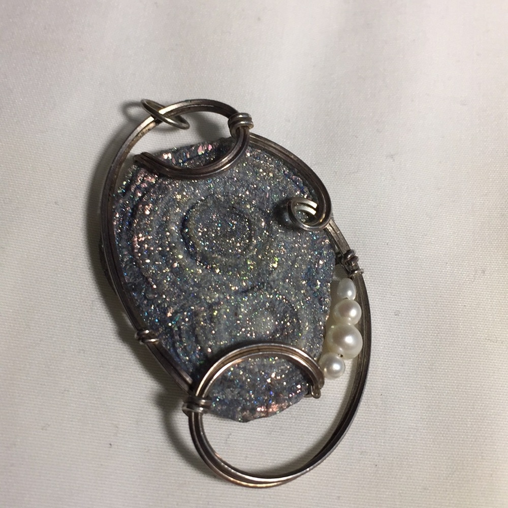 One of a kind druzy quartz pendant